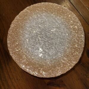 Gold & White Shimmery Pedestal Cake Stand With Gold Trim -8.25”